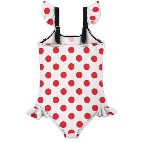 Image of Girls One Piece Swimsuit Polka Dots Ruffles Swimwear Bathing Suits 3-12 Years