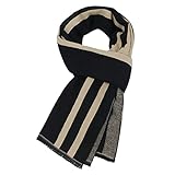 Plaid Scarf for Men Soft Warm Winter Scarves Mens Fashion Scarf Soft Long Shawl Black & Beige Cross