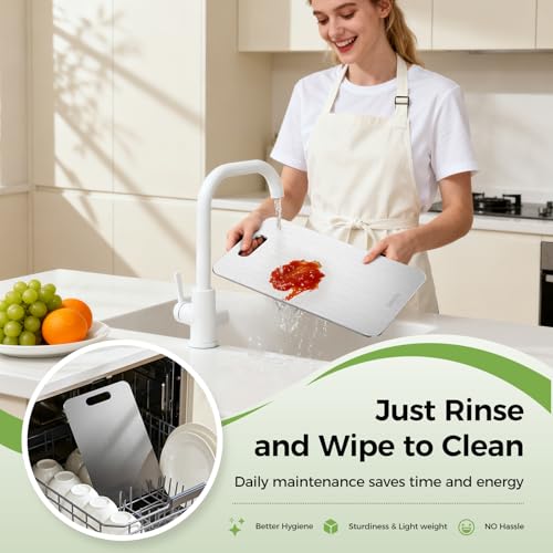 Image of Titanium Cutting Board Set of 3, 100% Double-Sided Titanium Cutting Boards for Kitchen, Dishwasher Safe Non-Toxic Chopping Boards for Meat, Vegetables, Fruits, Raw and Cooked Food Prep (M+L+XL)