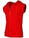 BCPOLO Men's Casual zip-hoodie vest Cotton Sleeveless Hoodie Vest-red XS