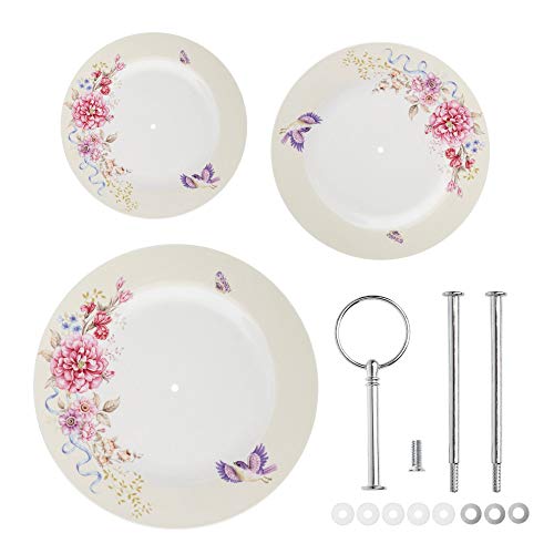 London Boutique Cake Stand Afternoon Tea Stands 3 Tier Cake Stand Vintage Flora Rose New Bone China Serving Plate for Tea Party High tea Gift for Her (Beige) - Cosy Home Interiors London Boutique Cake Stand Afternoon Tea Stands 3 Tier Cake Stand Vintage Flora Rose New Bone China Serving Plate for Tea Party High tea Gift for Her (Beige) - Image 3