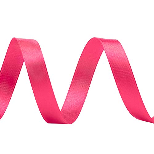 Image of Solid Color Double Faced Hot Pink Satin Ribbon 3 /8 inch X 25 Yards, Ribbons Perfect for Crafts, Wedding Decor, Bow Making, Sewing, Gift Package Wrapping and More