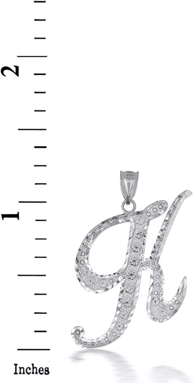 Claddagh Gold Certified Sterling Silver Script Initial Letters A-Z Pendant Charm Necklace - Image 2