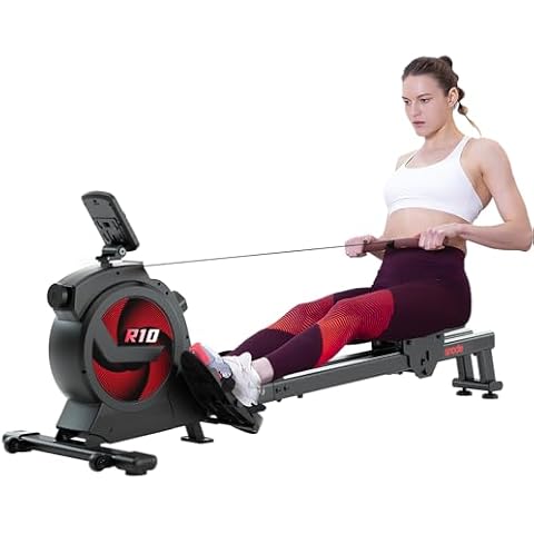 SNODE Rowing Machine for Home Use, Rower with LCD Monitor, Ergonomic Seat, Dual Rail, HIgh Weight Capacity (R10 Without Bluetooth) Cover