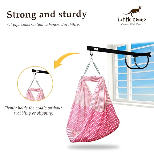 Image of New Born Baby Window Cradle Hanger Rod | Weight Capacity Up to 20Kg | Age from 0-24 Months | Round Molded Cradle Hanger (Black) Iron