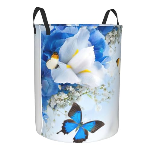 Panier à linge haut anti-odeur fleurs et papillons pour trier facilement