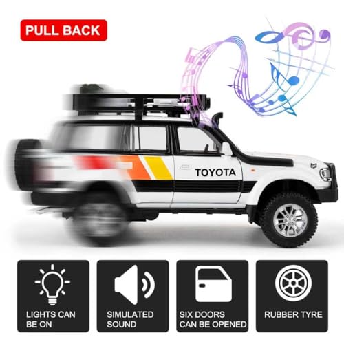 Auto a escala 1:24 WAKAKAC Land Cruiser LC80 blanco miniatura 3