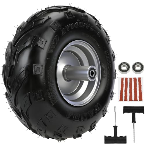RZEOZU 145/70-6 Tires, Mini Bike Front Wheels Rims and Tires Assembly Kit Compatible with Coleman CT100U CC100X Baja DB30 Motovox MBX10 MBX11 Monster Moto 80 105cc Minibike Go Kart Parts V-Tread Tire