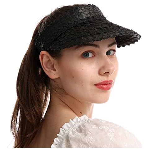 Visera solar de paja ehsbuy para mujer con protección UV y ala ancha Cover