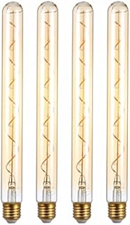 TEKLED® T30 Filament Vintage LED Bulbs | 300mm Tubular E27 Edison Screw | Energy Saving 4W Light Bulb 24W Equivalent | NONDIMMABLE Amber 2400K 240LM | 4-Pack | Warm White
