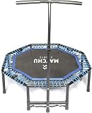 Fitness Trampolin PRO | Sporttrampolin | Jumping Fitness | Mini Trampolin | Extra stabil | Mit Bungee-Aufhängung | Ø 110cm | Einfacher Aufbau | Lange Lebensdauer | Schwarz/blau | Matchu Sports