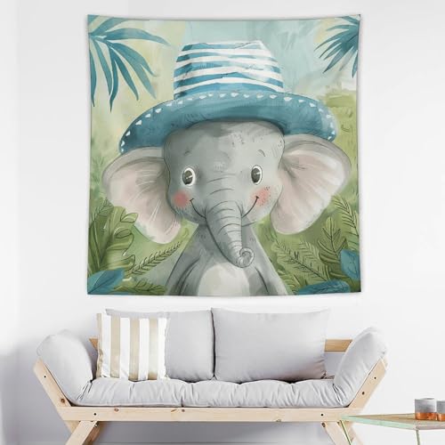 Tapisserie murale éléphant jungle BTCOWZRV pour décoration salon et chambre