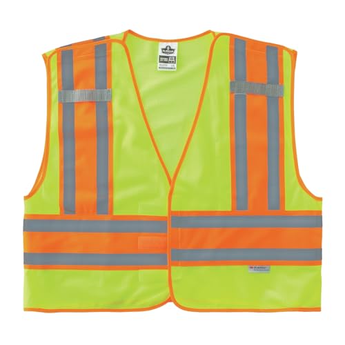 Public Safety Reflective Vest, High Visibility, ANSI Compliant, Breakaway, 6XL/7XL, Ergodyne GloWear 8245PSV,Lime