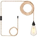 Eopriod Hanging Lamp Kit with On/Off Switch, Plug in Pendant Light Kit for Home Lighting, 15ft Lamp Cord with E26 E27 Socket, Industrial Rope Light Fixture, Bulb Not Included