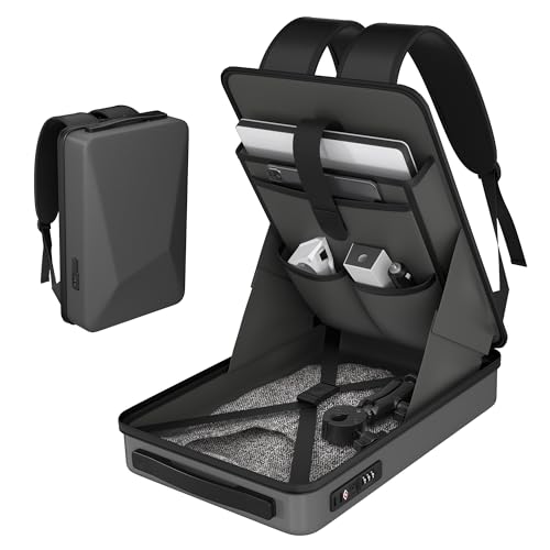 Mochila DAIERTEK Starlink Mini Bolsa Starlink Mini impermeável com fechadura de combinação TSA e porta de carregamento, tamanho menor, cinza