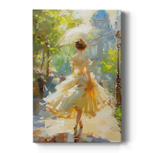 Renditions Gallery Wall Art Paintings for Home Elegant Woman Beautiful Dress Street Lights Canvas Wall Hangings for Bedroom Lounge Office Kitchen - 18" X 27" LT564