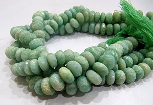 Perles en amazonite rondelle facettée grand diamètre 10-12mm pour la création de bijoux DIY