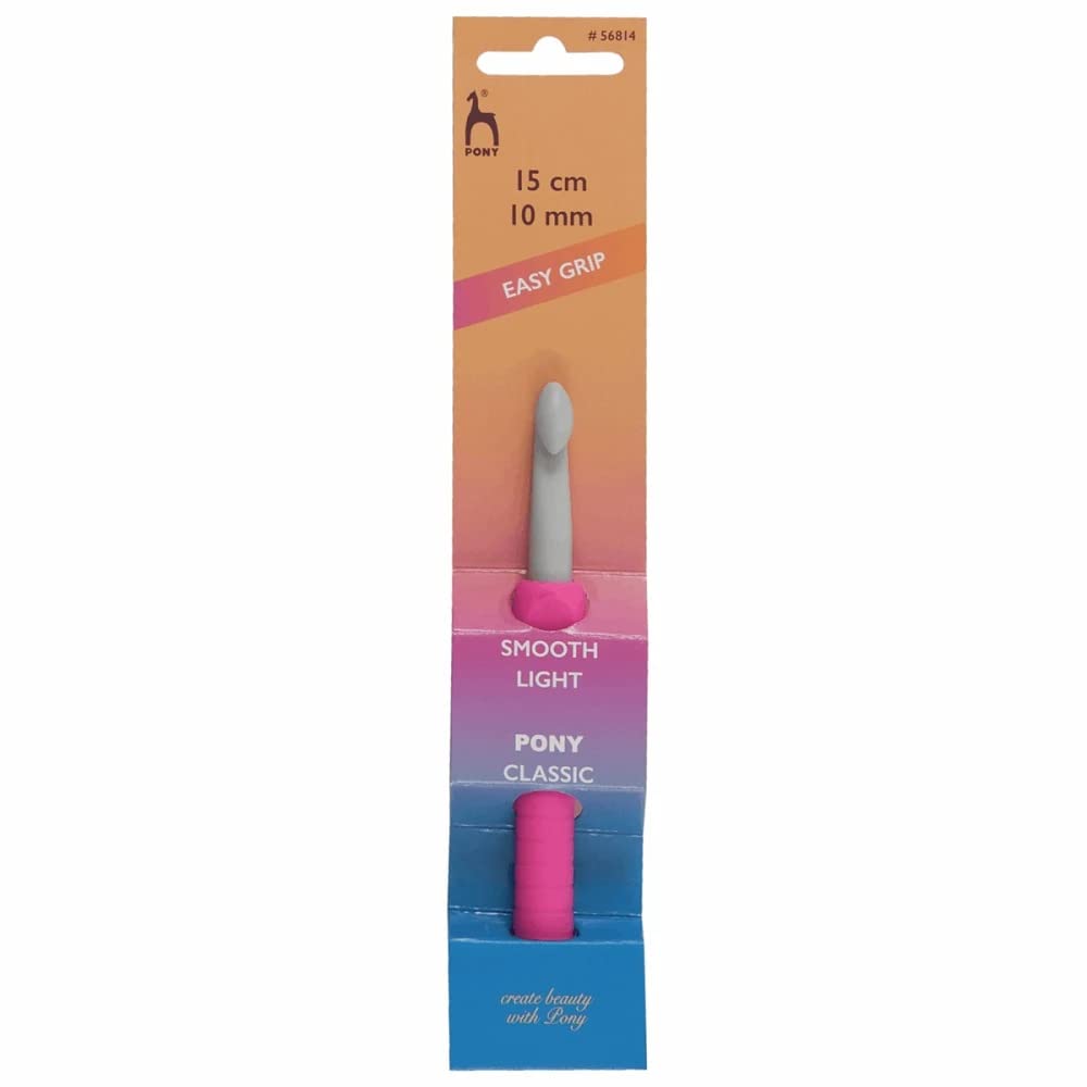 Crochet Hook: Easy Grip Handle with Finger Flat: Aluminium: 15cm x 10mm