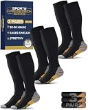 Pembrook 3 Pairs Compression Socks 20-30 mmHg - Travel Compression Socks Men for Long Flights, Black with Copper
