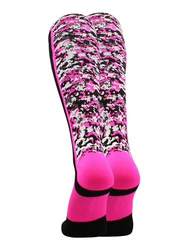 Pink Ribbon Breast Cancer Awareness Socks for Football Baseball Boys Men Youth Adult Over Calf Digital Camo Long Tall2
