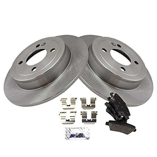 Image of TRQ Rear Brake Pad and Rotor Set Ceramic Solid Rotors | For 2018-2019 Hyundai Accent 2018-2023 Kia Rio