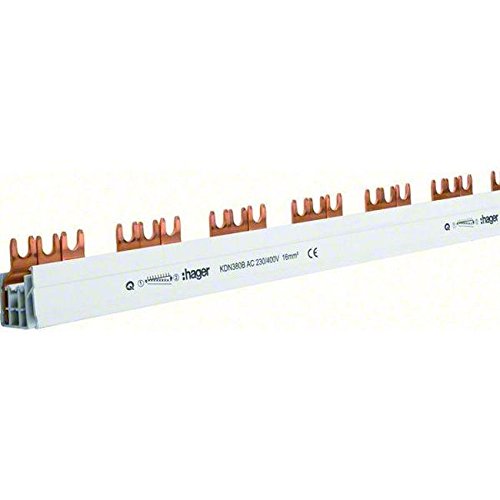 Hager KDN380B Phasenschiene 3P 80A 16qmm 57 Einh.Gabelanschluss isoliert grau