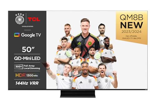 TCL 50QM8B TV MiniLED 50”, QLED, 144Hz, 4K HDR Premium 1250nits, Google TV, Dolby Vision IQ & Atmos, Onkyo, Google Assistant Incorporado y Game Master Pro 2.0