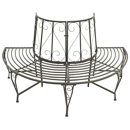 MOONAIRY Garten-Baumbank, Gartenbänke, Sitzbank Outdoor, Parkbank, Garten Bank Für Draussen, Outdoor Deko Wetterfest, Halbrund 160 cm Stahl