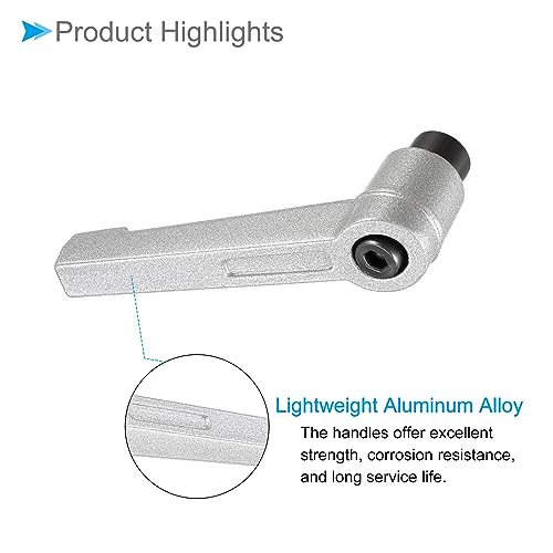 Image of Clamping Lever Handles, M6 Female Thread 58mm Lever, Adjustable Quick Release Locking Rotating Knobs Silver Tone - (Applications: for Lathe Machinery), 2-Pieces