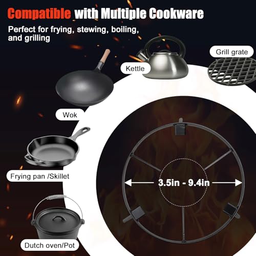 Lagerfeuerstativ zum Kochen – Lagerfeuer Kochausrüstung, Outdoor-Feuerstelle, tragbares Gusseisen, offenes Camping-Stativ, Kochgeschirr für Dutch Oven, Grill, Hütte, Feuerstelle