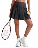 G4Free Athletic Skirts Pleated Casual Summer A Line High Waist Golf Skorts With Pockets Soft Lightweight Running Workout Skirt Inner Shorts(Black,M)