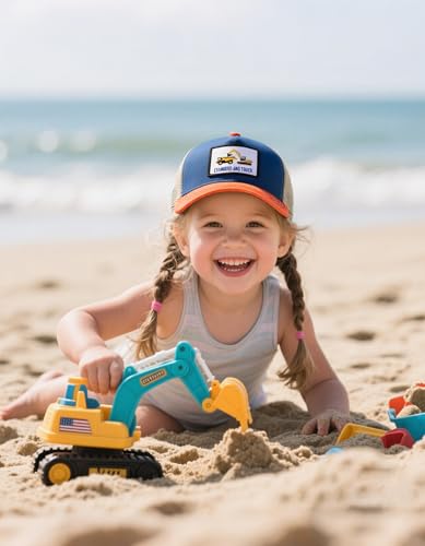 Boys Excavator Trucker Hat, Toddler Snapback Mesh Baseball Caps for Kids Ages 2-63