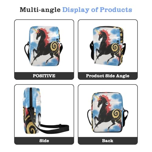 mens messenger bag crossbody bag men Shoulder Hand Bags Adjustable Strap for work work - Black Unicorns Japanese4