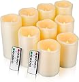 Enido Flameless Candles, LED Candles Outdoor Waterproof Candles(D: 3" x H: 4" 5" 6") Battery Operated Plastic Pack of 9 Pillar