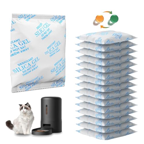 16 Packs Pet Food Desiccant Bag Compatible with PETLIBRO/PETKIT Automatic Cat Feeder Desiccant Packs Replacement with Color Indicating for Automatic Pet Feeder(Individually Packaged)