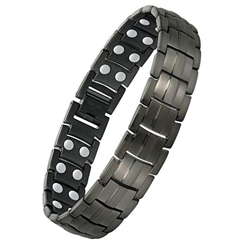 Jeracol Magnetic Bracelets for Men,Titanium Steel Magnetic Brazaletes with Double Row Ultra Strength Magnets,Adjustable Wristband with Removal Tool & Jewelry Gift Box Cover