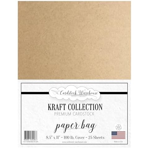 Cardstock Warehouse Kraft Paper Bag Brown - 8.5 x 11" - 100 Lb. / 270 Gsm Thick Heavyweight 100% Recycled Premium Cardstock Paper - 25 Sheets Cover