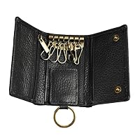 Le'aokuu Men's Genuine Leather Car Key Case Loop Hook Coin Case Cover Wallet Snap 1064 (1064 Dark Brown