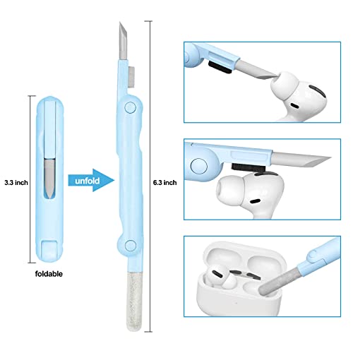 IFTHFOUR 7-in-1 Electronic Cleaner Kit,Keyboard Cleaner,Laptop Cleaner Kit for Monitor, Cell Phone, Bluetooth,Headset, Lego, Airpods, Laptop Camera Lens (Blue)