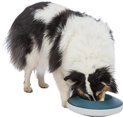 TRIXIE Slow Feeding Rocking Bowl, Kunststoff/TPR, 0,5 L/Ø 23 cm, Grau/Blau - 25285