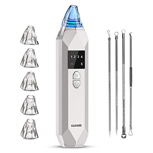 EUASOO Blackhead Remover Vacuum Facial Pore Cleanser Electric Acne Comedone Extractor Kit USB