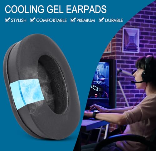 Almohadillas para auriculares con gel refrigerante para Razer BlackShark V2 / V2 PRO - Negro | Cojines de repuesto con tela ICE Silk y espuma viscoelástica para cancelación de ruido, instalación fácil miniatura 4