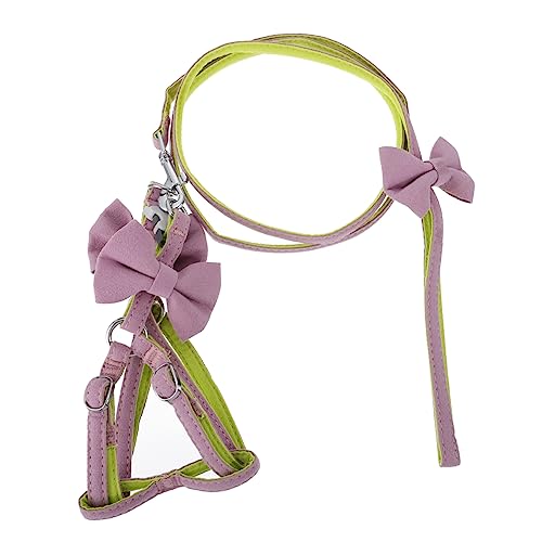 Toddmomy 1Pc Stylish Two Tone Bowknot Cat Harness with Leash Convenient Pet Traction Strap for Walking and Comfortable and Breathable Design
