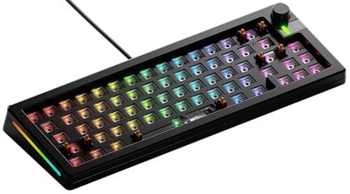 Glorious Gaming GMMK 3 PRO Barebones: klawiatura z gałką, spersonalizowana aluminiowa obudowa, system uszczelek, klawiatura 65% hot swap, pianka dźwiękochłonna, aluminiowy czytnik, ANSI - Czarna