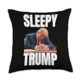 Funny Sleepy Trump On Trial Mugshot Courtroom Mug Shot Throw Pillow