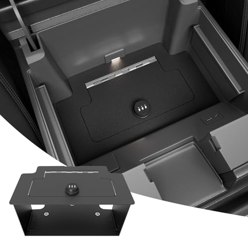 CZmenghe Center Console Safe Vault Compatible with 2023-2026 Chevy Silverado GMC Sierra 1500 Modified 2022 Model Console Safe Organizer Lock Box Replacement for 2022-2026 Chevy Silverado Accessories