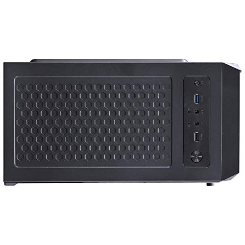 GABINETE GAMER VX GAMING PYXIS COM JANELA ACRILICA COM DOBRADICA PRETO FRONTAL COM FITA LED RGB