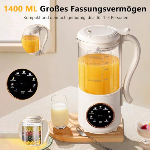1400 ml Nut Milk Maker - Automatic Almond Milk Machine with 16 Blades for Homemade Plant-Based Drinks - Image 7