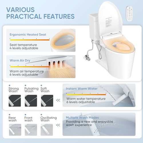 image for LEIVI Electric Bidet Smart Toilet Seat with Dual Control Mode, Adjusta