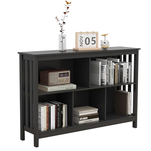 TaoHFE Short Bookshelf with 2-Layer 5 Cube Shelf,Wooden Bookcase Modern